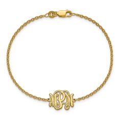 Personalized Etched Outline Script Monogram Bracelet