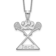 Personalized Lacrosse Name and Sports Number Pendant Necklace
