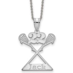 Personalized Lacrosse Name and Sports Number Pendant Necklace