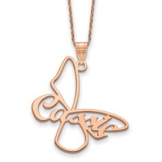 Personalized Large Butterfly with Name Pendant Necklace