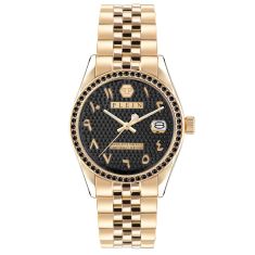 Philipp Plein Date Superlative Ara Black Crystal Accent and Ion-Plated Yellow Gold Bracelet Watch | 34mm | PWYAA0923