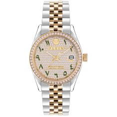 Philipp Plein Date Superlative Arabic Crystal Accent and Two-Tone Bracelet Watch | 34mm | PWYAA0823