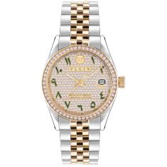 Philipp Plein Date Superlative Arabic Crystal Accent and Two-Tone Bracelet Watch | 34mm | PWYAA0823