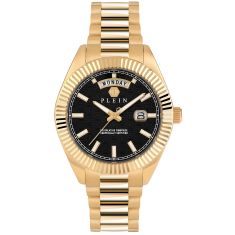 Philipp Plein Date Superlative Black Dial Gold Stainless Steel Bracelet Watch 42mm - PWPNA0424