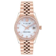 Philipp Plein Date Superlative Crystal Accent and Ion-Plated Rose Gold Bracelet Watch | 34mm | PWYAA0623
