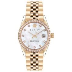 Philipp Plein Date Superlative Crystal Accent and Ion-Plated Yellow Gold Bracelet Watch | 34mm | PWYAA0323