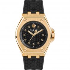 Philipp Plein Extreme Black Crystal Accents and Black Silicone Strap Watch | 38mm | PWJAA0322