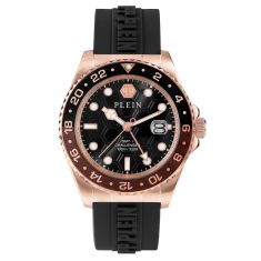Philipp Plein GMT-I Challenger Ion-Plated Rose Gold Case and Black Silicone Strap Watch | 44mm | PWYBA0523