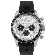 Philipp Plein Nobile Racing Crystal Accent and Black Silicone Strap Watch | 43mm | PWVAA0523