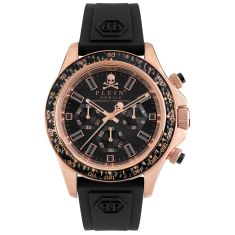 Philipp Plein Nobile Racing Crystal Accent and Black Silicone Strap Watch | 43mm | PWVAA0623