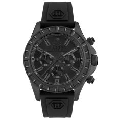 Philipp Plein Nobile Racing Crystal Bezel and Black Silicone Strap Watch | 43mm | PWVAA0423