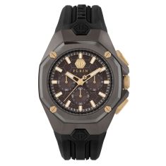 Philipp Plein Octagon Brown Dial and Black Silicone Strap Watch | 44mm | PWTBA0323