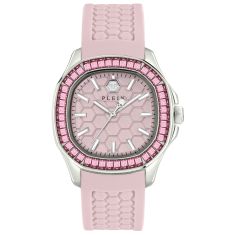 Philipp Plein Spectre Lady Crystal Bezel and Pink Silicone Strap Watch | 38mmx45mm | PWTAA0123