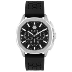 Philipp Plein Spectre Chrono Black Dial and Black Silicone Strap Watch | 44mm | PWSAA0123