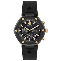 Philipp Plein The Hexagon Chrono Black Silicone Strap Watch 42mm - PWZBA0223