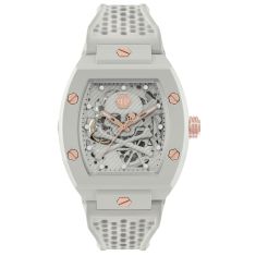 Philipp Plein The Skeleton Ecoceramic Grey Silicone Strap Watch | 44mm | PWVBA0123