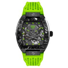 Philipp Plein The Skeleton Sport Master Light Green Silicone Strap Watch | 44mmx56.2mm | PWBAA0822