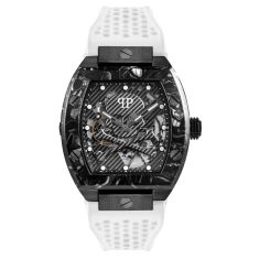 Philipp Plein The Skeleton Sport Master White Silicone Strap Watch | 44mmx56.2mm | PWBAA1122