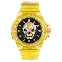 Philipp Plein The Skull Synthetic Transparent Yellow Silicone Strap Watch | 45mm | PWWAA0123
