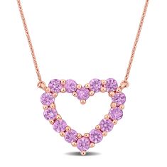 Pink Sapphire Heart Rose Gold Pendant Necklace