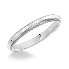 Milgrain High Dome White Gold Comfort Fit Band | 3mm