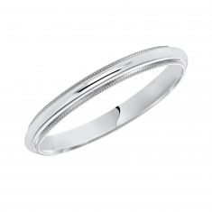 14k White Gold 3mm Milgrain Low Dome Wedding Band