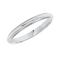 Milgrain Low Dome White Gold Band | 3mm