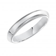 Milgrain High Dome White Gold Comfort Fit Band | 4mm