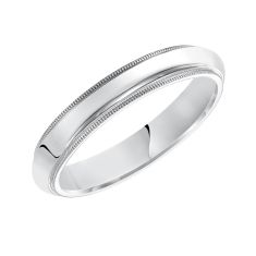 Milgrain High Dome White Gold Comfort Fit Band | 4mm | REEDS Priority