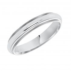 Milgrain Low Dome White Gold Band | 4mm