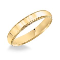 Milgrain Low Dome Yellow Gold Comfort Fit 4mm Band - REEDS Priority