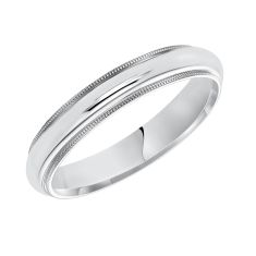 Milgrain Low Dome White Gold Band | 5mm