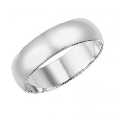 Plain Low Dome White Gold 6mm Band - REEDS Priority