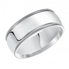 Milgrain Low Dome White Gold Comfort Fit Band | 7mm | REEDS Priority