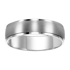 Platinum 6mm Brushed Finish Low Dome Comfort Fit Wedding Band - Men