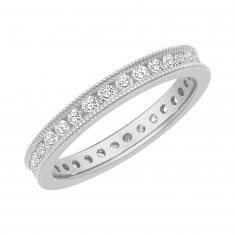 image of Platinum Channel Set Milgrain Round Diamond Eternity Band 1/2ctw with sku:JM1763-PL