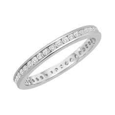 Platinum Channel Set Round Diamond Eternity Band 1/2ctw