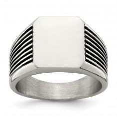 Polished Stainless Steel Signet Ring - The Abbeydale Signet