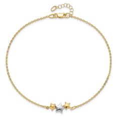 Polished Two-Tone Gold Star Station Anklet