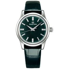 Previously Owned Grand Seiko Elegance Green Dial Leather Strap Watch - SBGW285