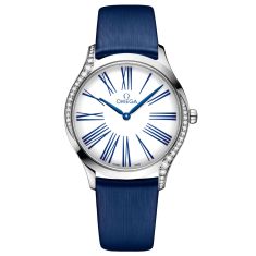Previously Owned OMEGA De Ville Tresor Quartz Diamond Blue Fabric Strap Watch | 36mm | O42817366004001