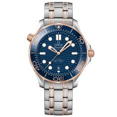Previously Owned OMEGA Seamaster Diver 300M Co-Axial Master Chronometer Blue Dial Sedna Gold and Steel Watch | 42mm | O21020422003002