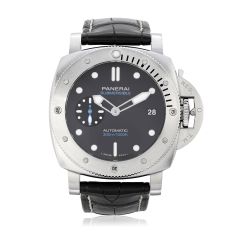 Previously Owned Panerai Submersible Automatic Black Leather Strap Watch 42mm - PAM00973