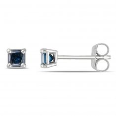 1/4ctw Princess Treated Blue Diamond White Gold Solitaire Earrings