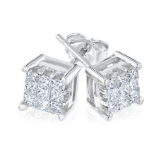 1/2ctw Princess-Cut Composite Diamond Stud Earrings