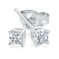 1/4ctw Princess Diamond Solitaire White Gold Stud Earrings - Classic