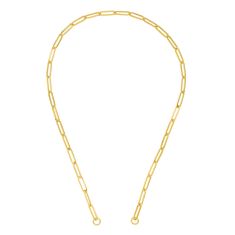 Yellow Gold Hollow Split Paperclip Push Lock Chain | 5mm | 20 Inches