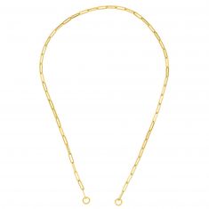 Yellow Gold Hollow Split Paperclip Push Lock Chain | 3.9mm | 20 Inches