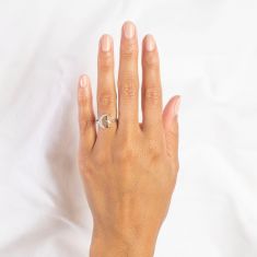 Radiant Universe Celestial Diamond Moon Star Two-Tone Ring 1/20ctw