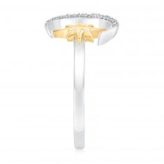 Radiant Universe Celestial Diamond Moon Star Two-Tone Ring 1/20ctw